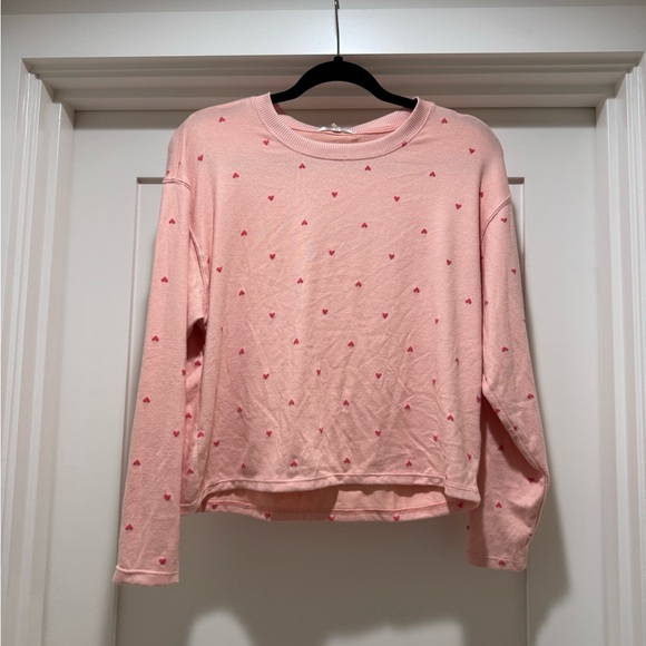 SET - z supply pink happy hearts long sleeve top & matching shorts - Picture 3 of 4